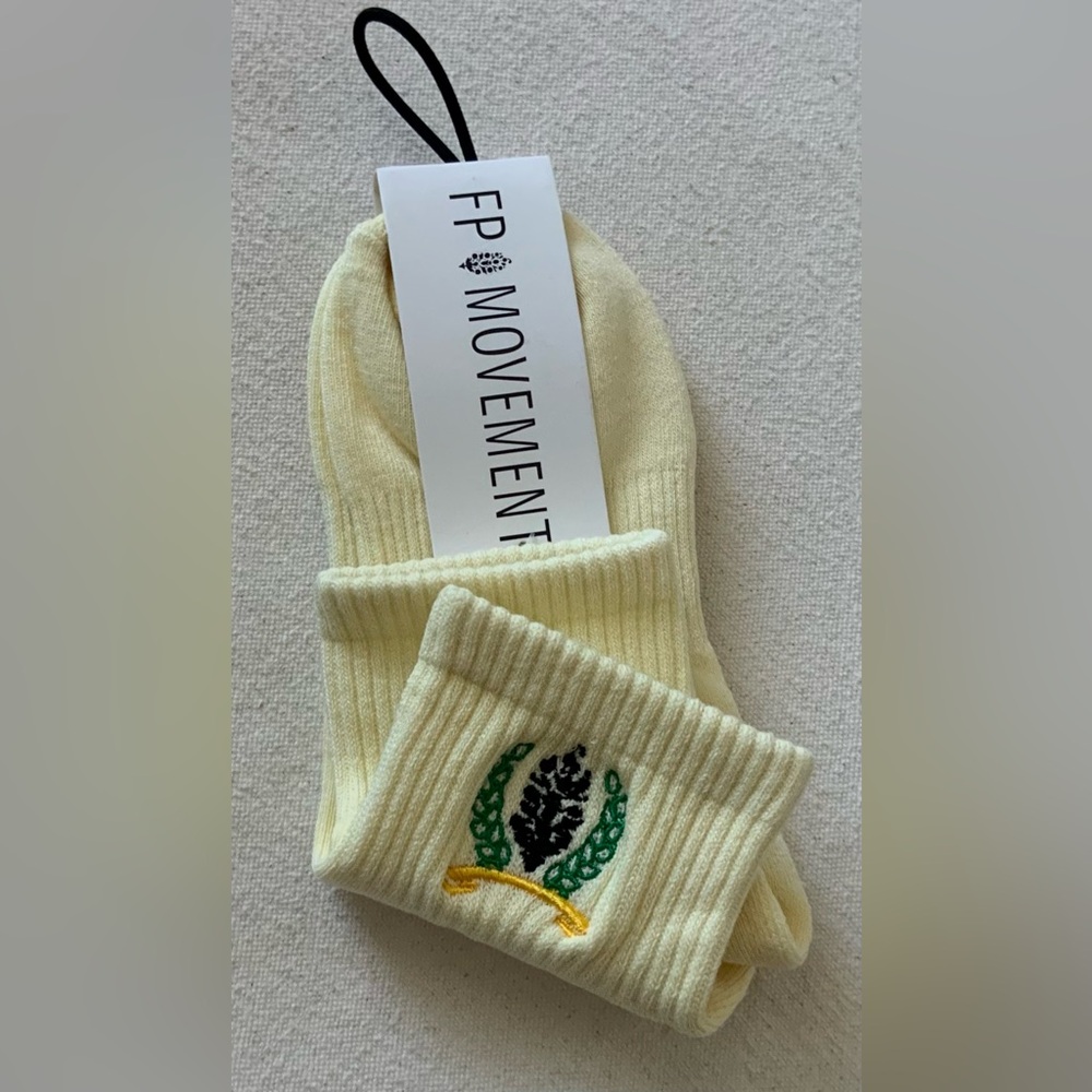 FP Movement ~ Cream Color Embroidered Socks With Crest Buti ~ *NWT & Packaging - Picture 6 of 13